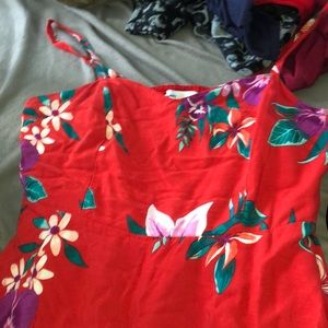 red floral dress